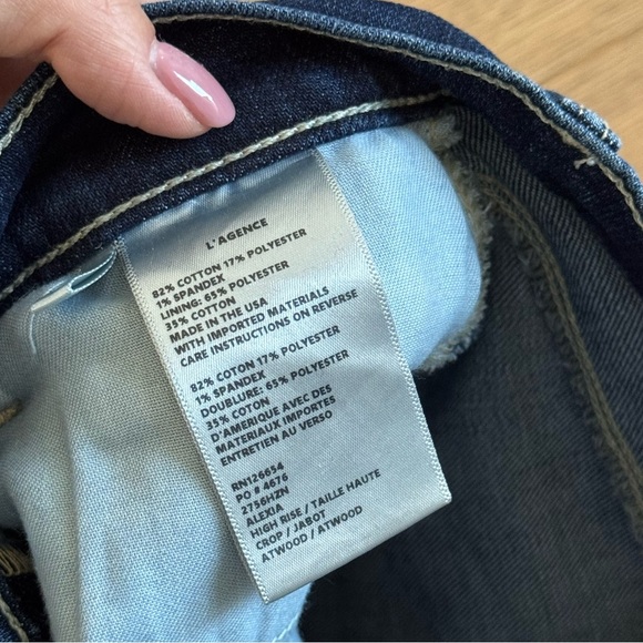 L’Agence Alexia High Rise Crop Denim Jean - Dark Blue - Size 25 - Like New - Picture 4 of 8